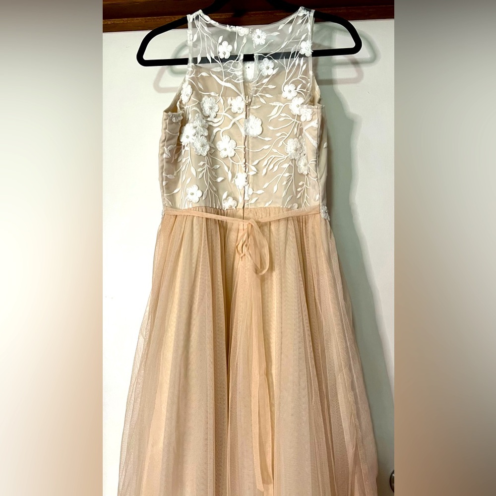 Elegant Cream Floral Dress sz. 18.5, juniors, girls, women, lace, chiffon - Picture 2 of 16